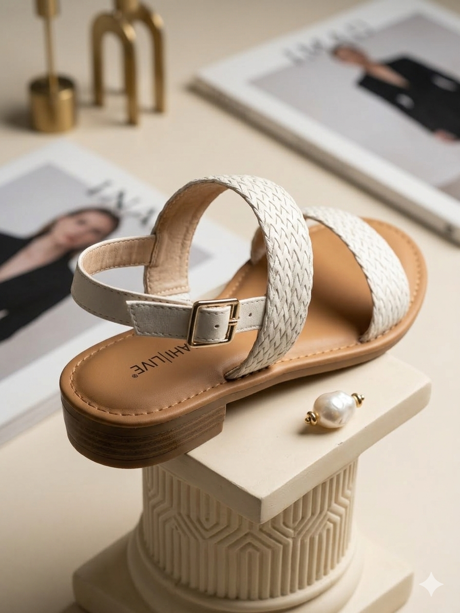 Issac Mizrahi Women’s Woven Strap Flat Sandals – Comfortable Summer Casual Shoes