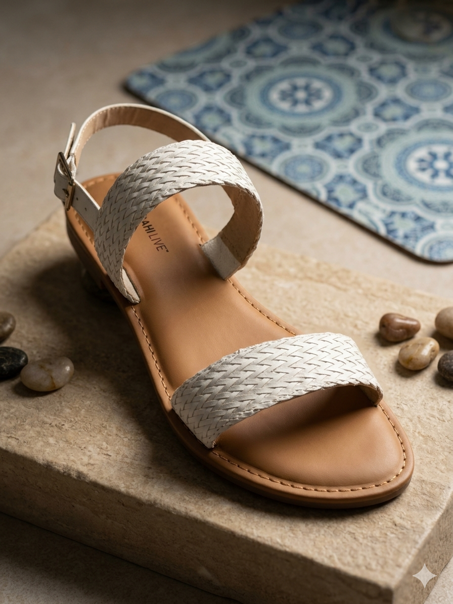 Issac Mizrahi Women’s Woven Strap Flat Sandals – Comfortable Summer Casual Shoes