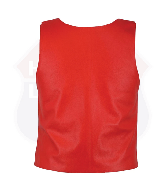 Men's Red Bulletproof style Leather Vest